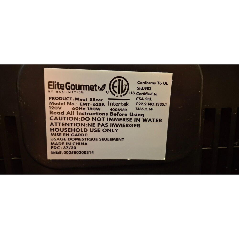 Elite Gourmet EMT-625B Ultimate Precision Electric Deli Food Graphite Black - Picture 11 of 16